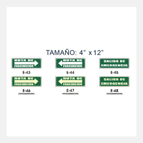 Rotulación de evacuación 4" x 12"