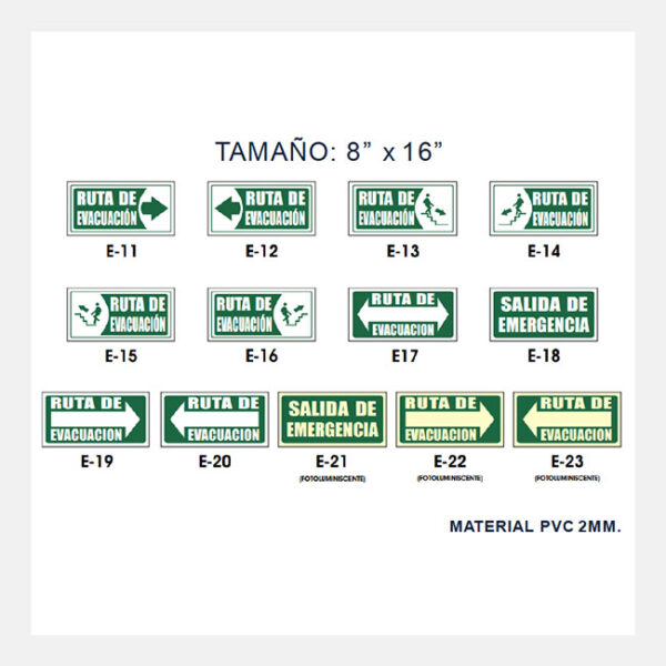 Rotulación de evacuación 8" x 16"