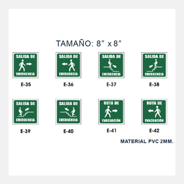 Rotulación de evacuación 8" x 8"